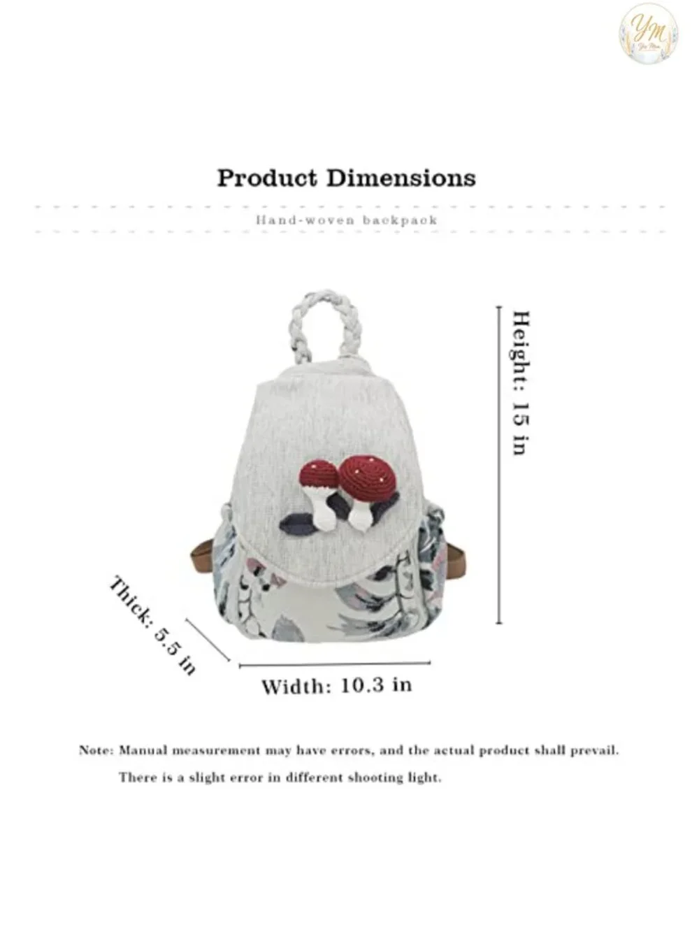 Retro Bohemian Washed Canvas Backpack with 3D Decoration, Multi-functional